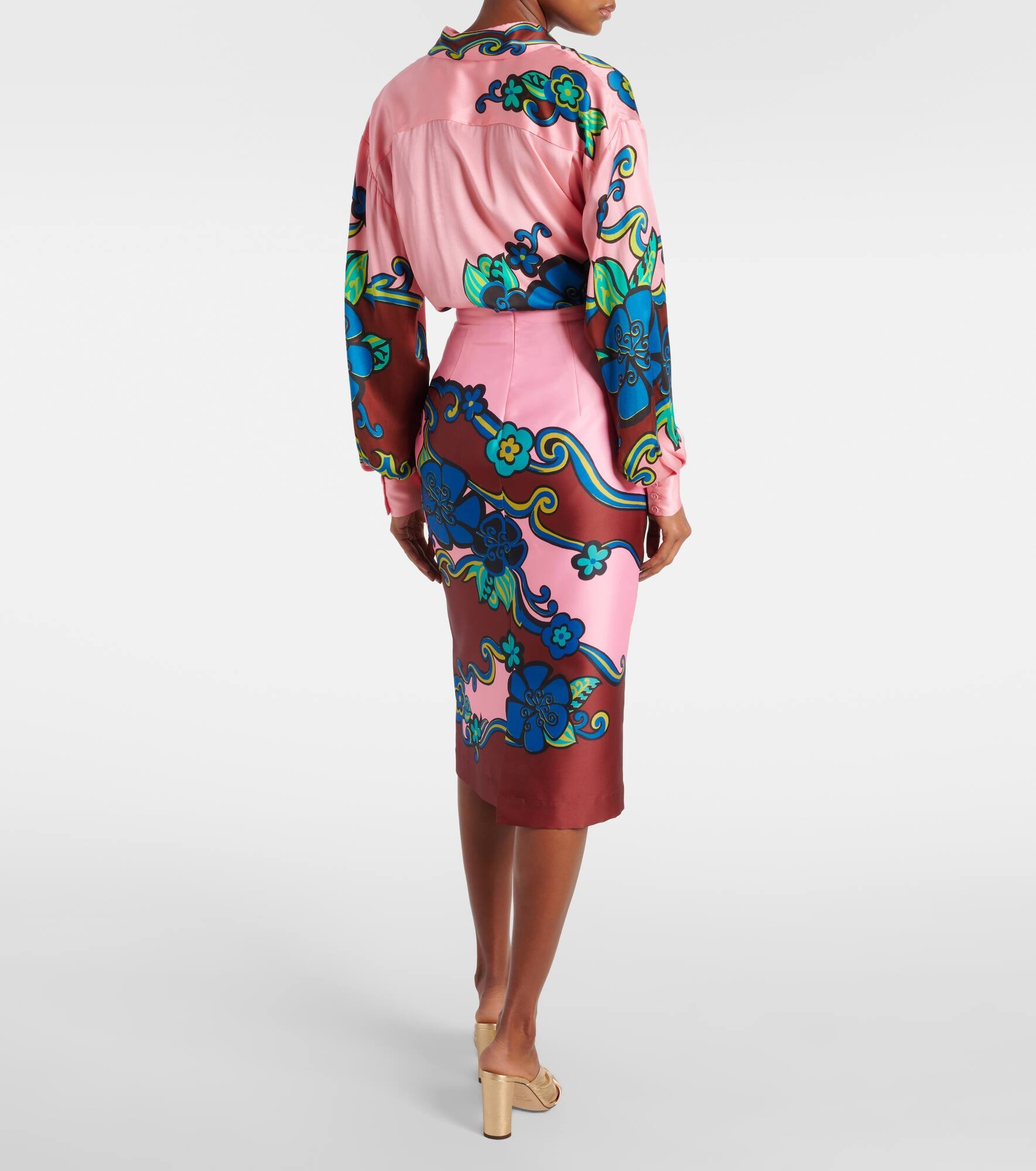 Floral high-rise midi skirt - 3
