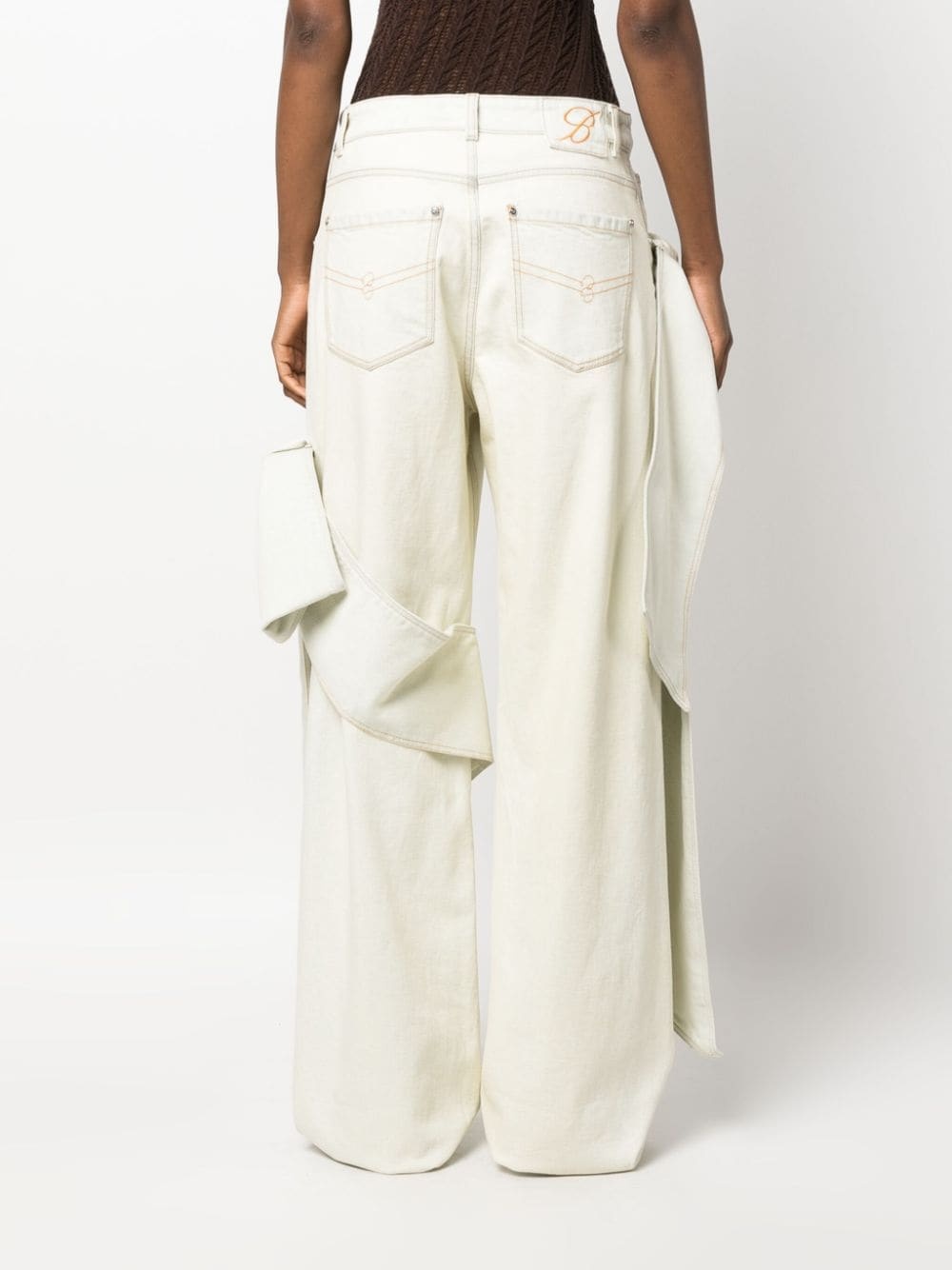 bow-detailing wide-leg jeans - 4
