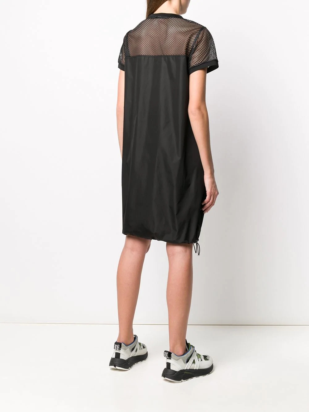 mesh panel T-shirt dress - 4