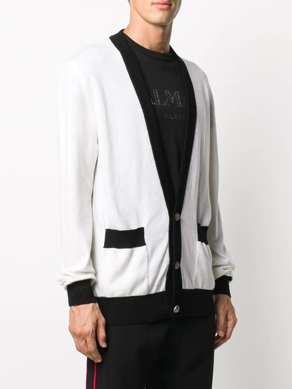 logo v-neck cardigan - 3