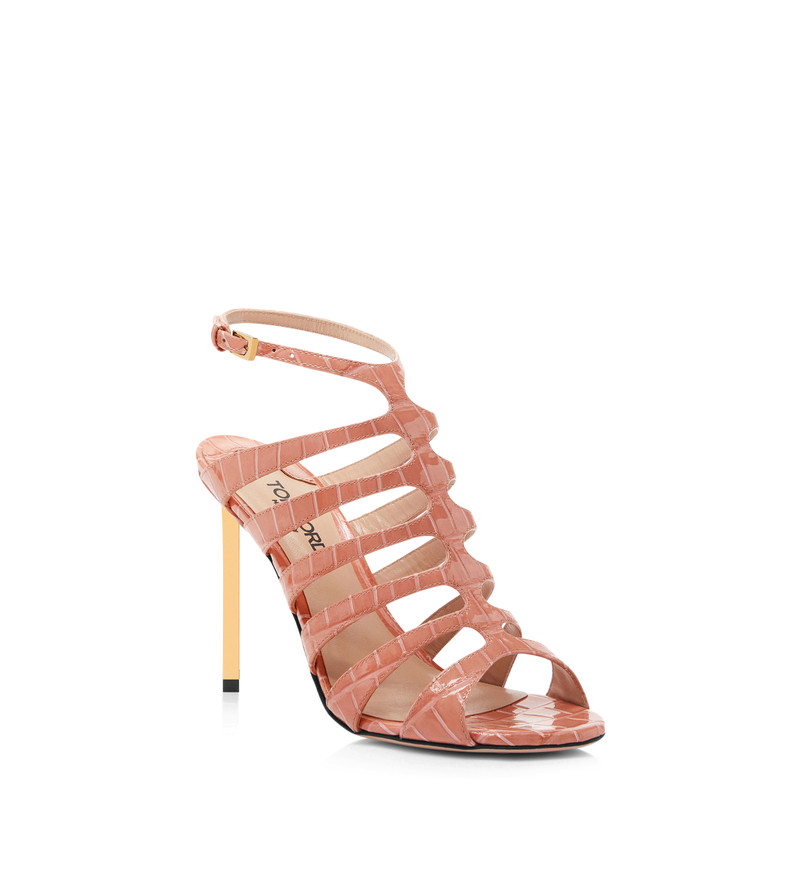 TOM FORD STAMPED CROCODILE LEATHER CARINE SANDAL outlook