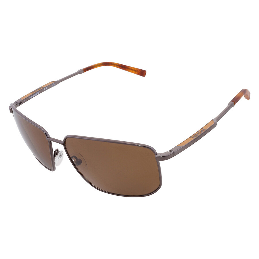 Timberland Polarized Brown Rectangular Men's Sunglasses TB00010 06H 61 - 3