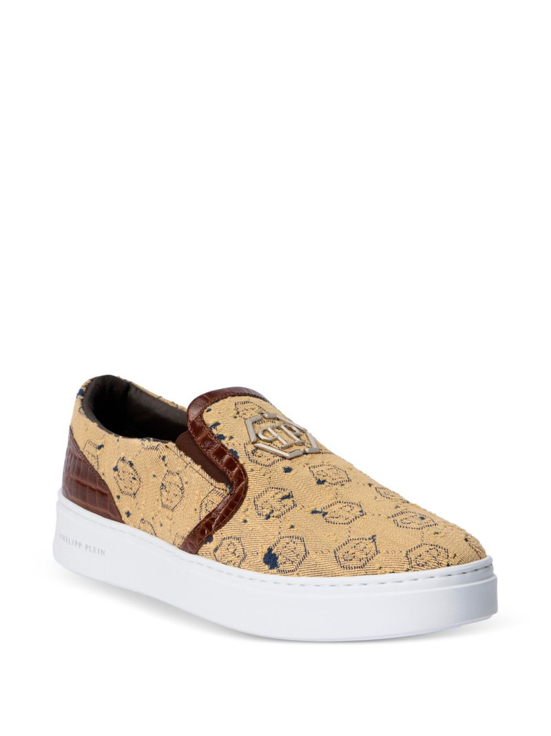 PHILIPP PLEIN monogram slip-on sneakers outlook
