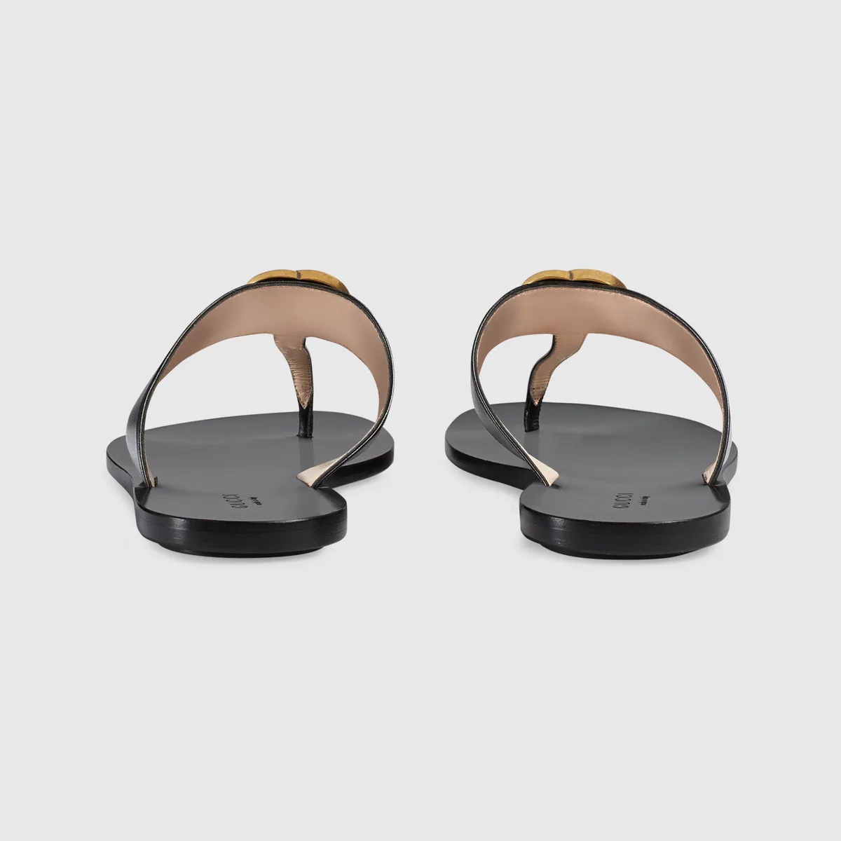 Leather thong sandal with Double G - 4