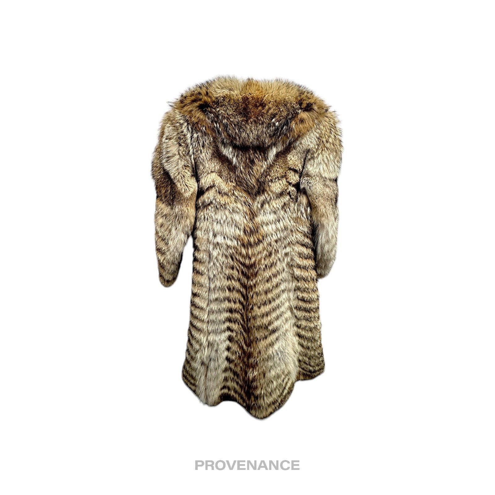Coyote - Coyote Full-Length Fur Coat - Brown Herringbone - 3