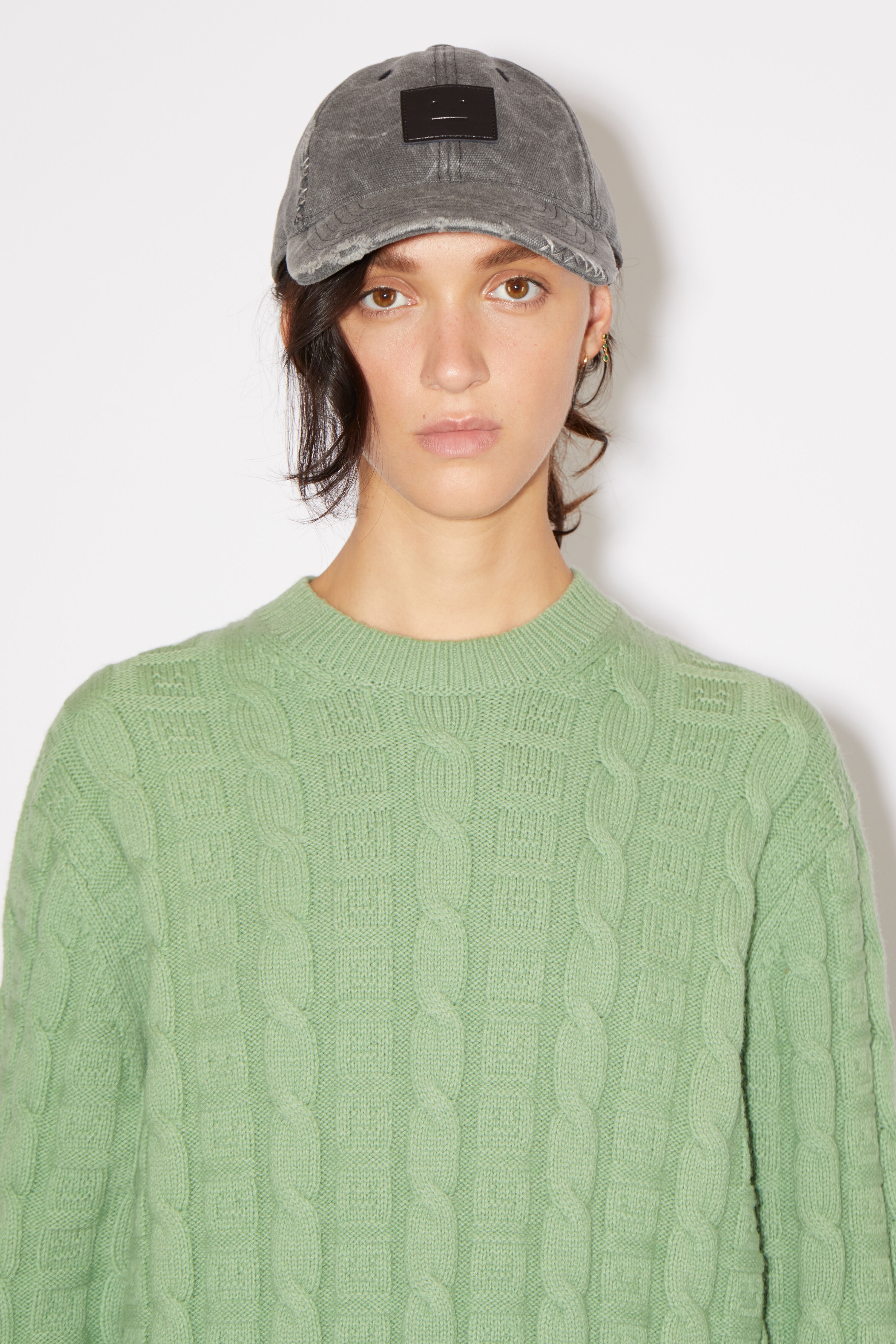 Cable wool jumper - Sage green - 5