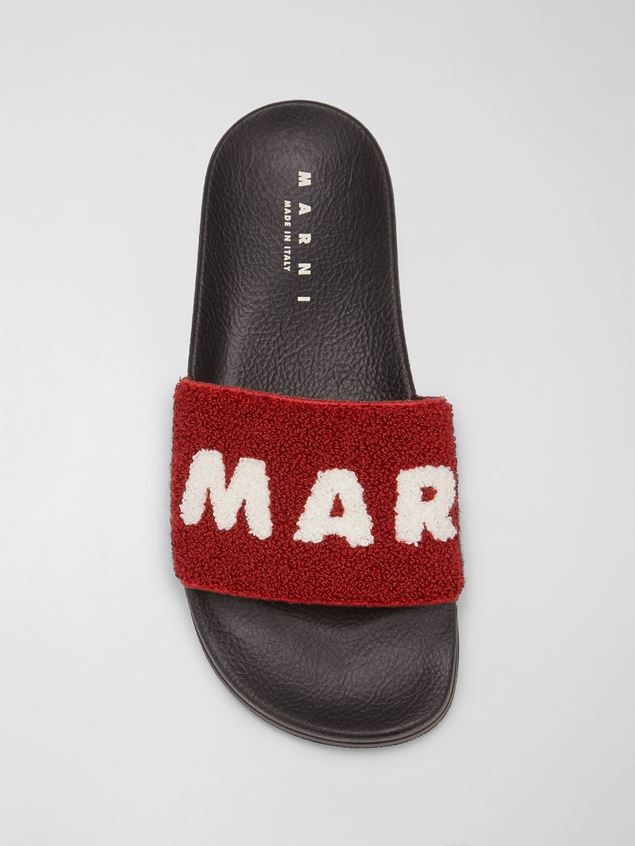 RUBBER SANDAL WITH WHITE AND RED TERRY-CLOTH BAND - 4