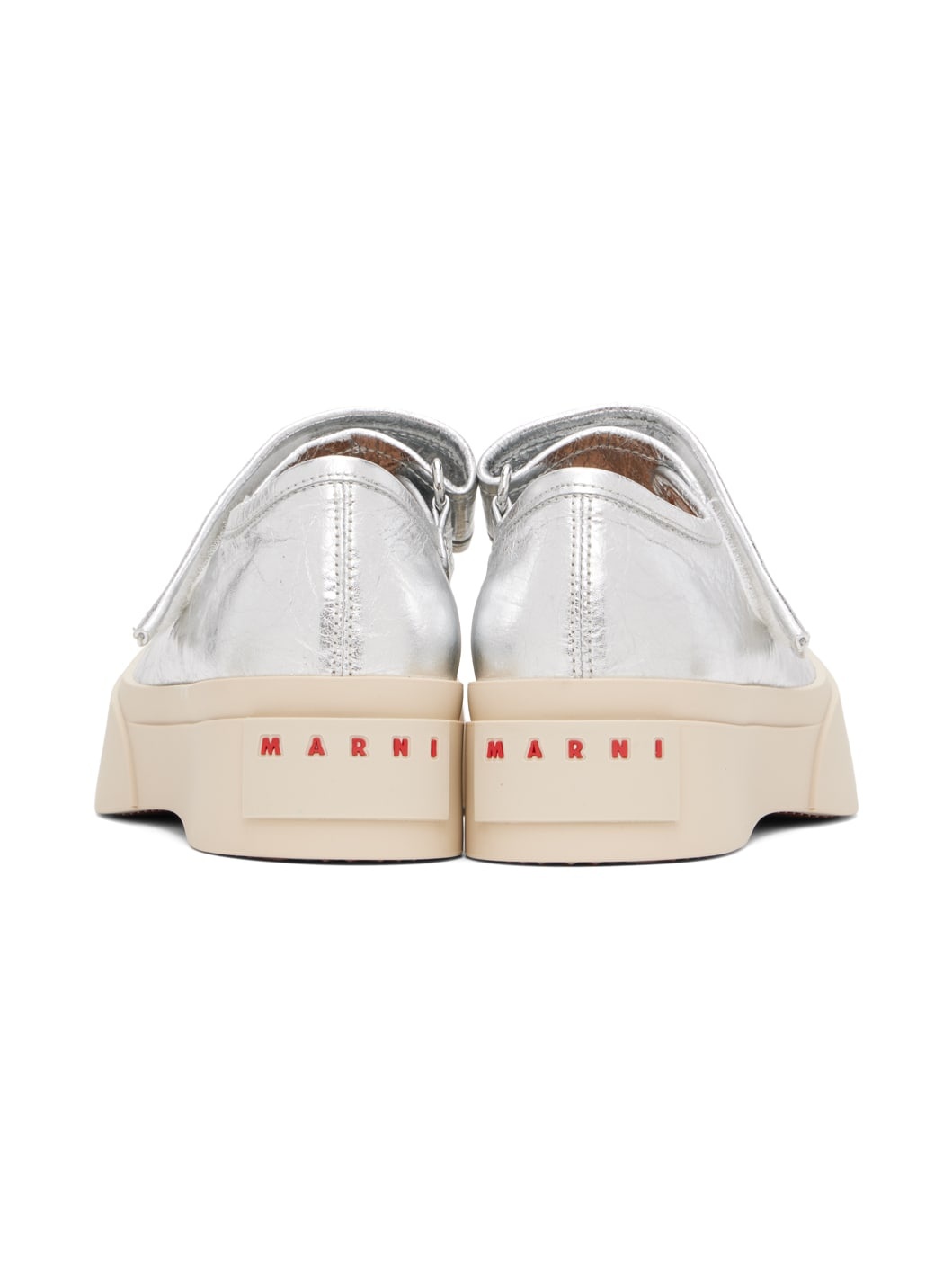 Silver Leather Mary Jane Sneakers - 2