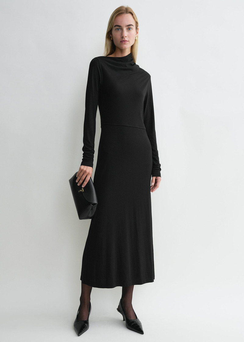 Totême Draped jersey dress black outlook