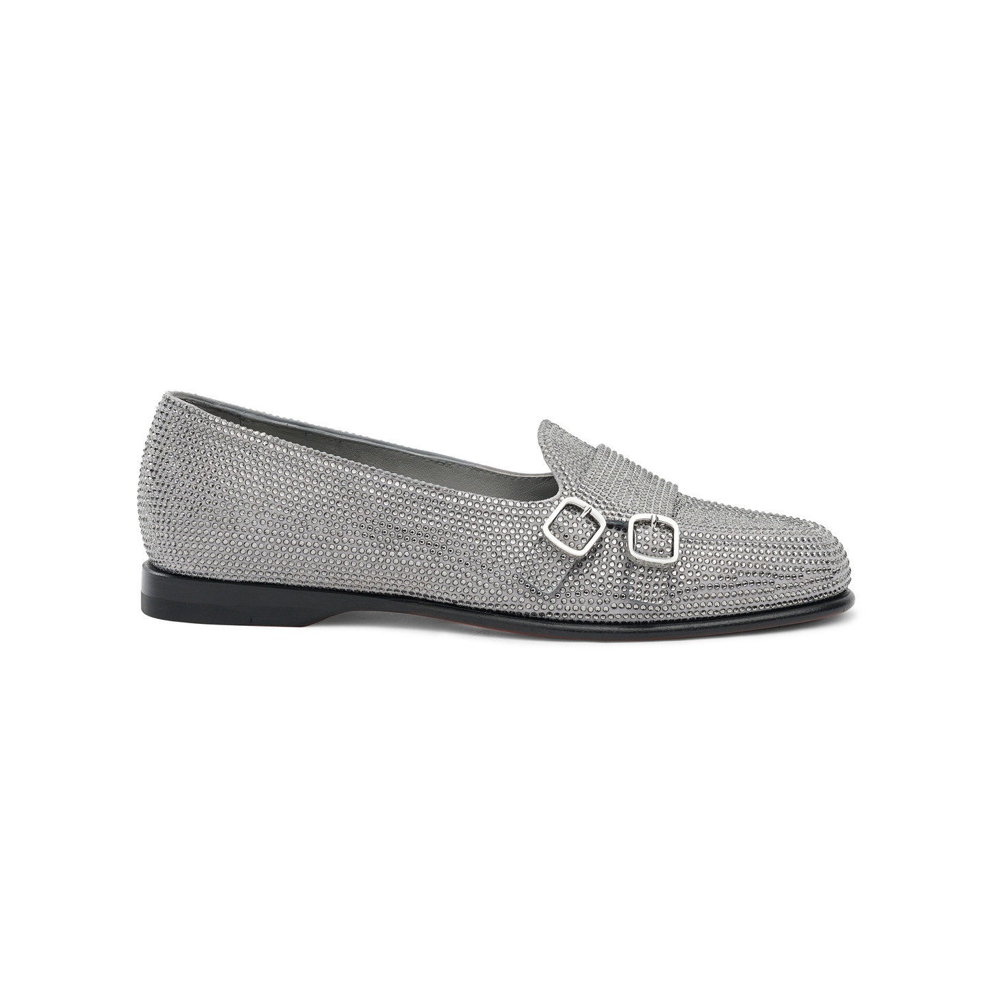 Women's silver strass Andrea double-buckle loafer - 1