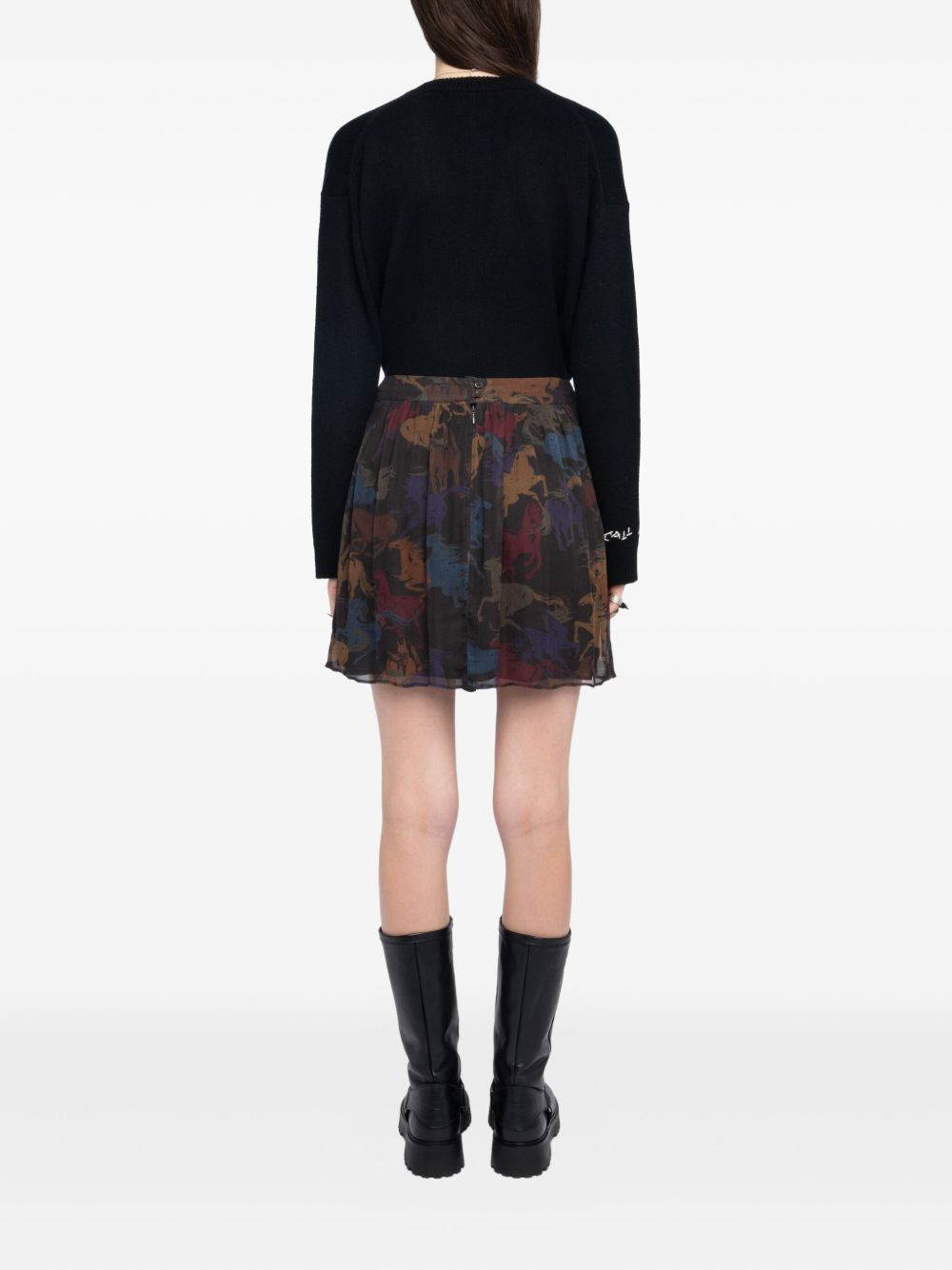 pleated horse-print skirt - 3