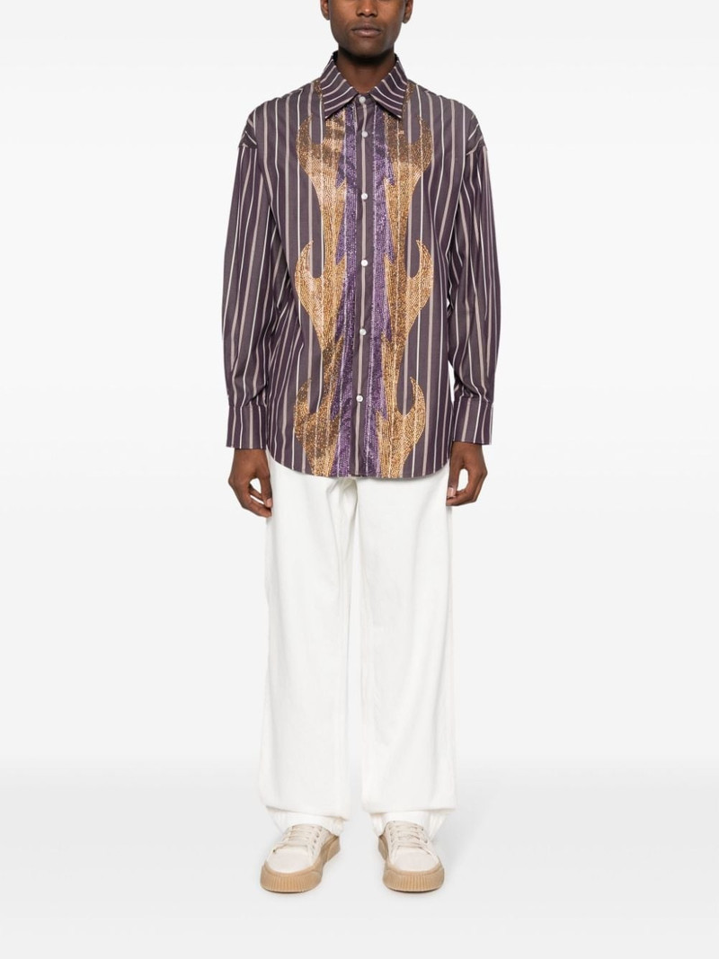 BLUEMARBLE rhinestone striped shirt outlook