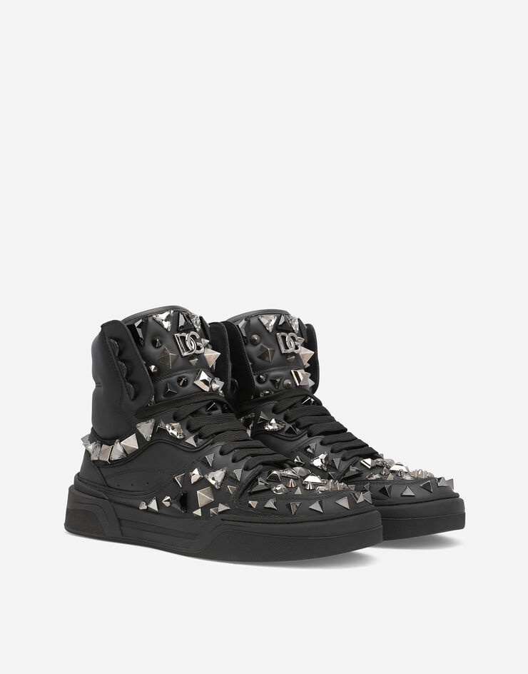 Calfskin nappa New Roma mid-top sneakers with studs - 2