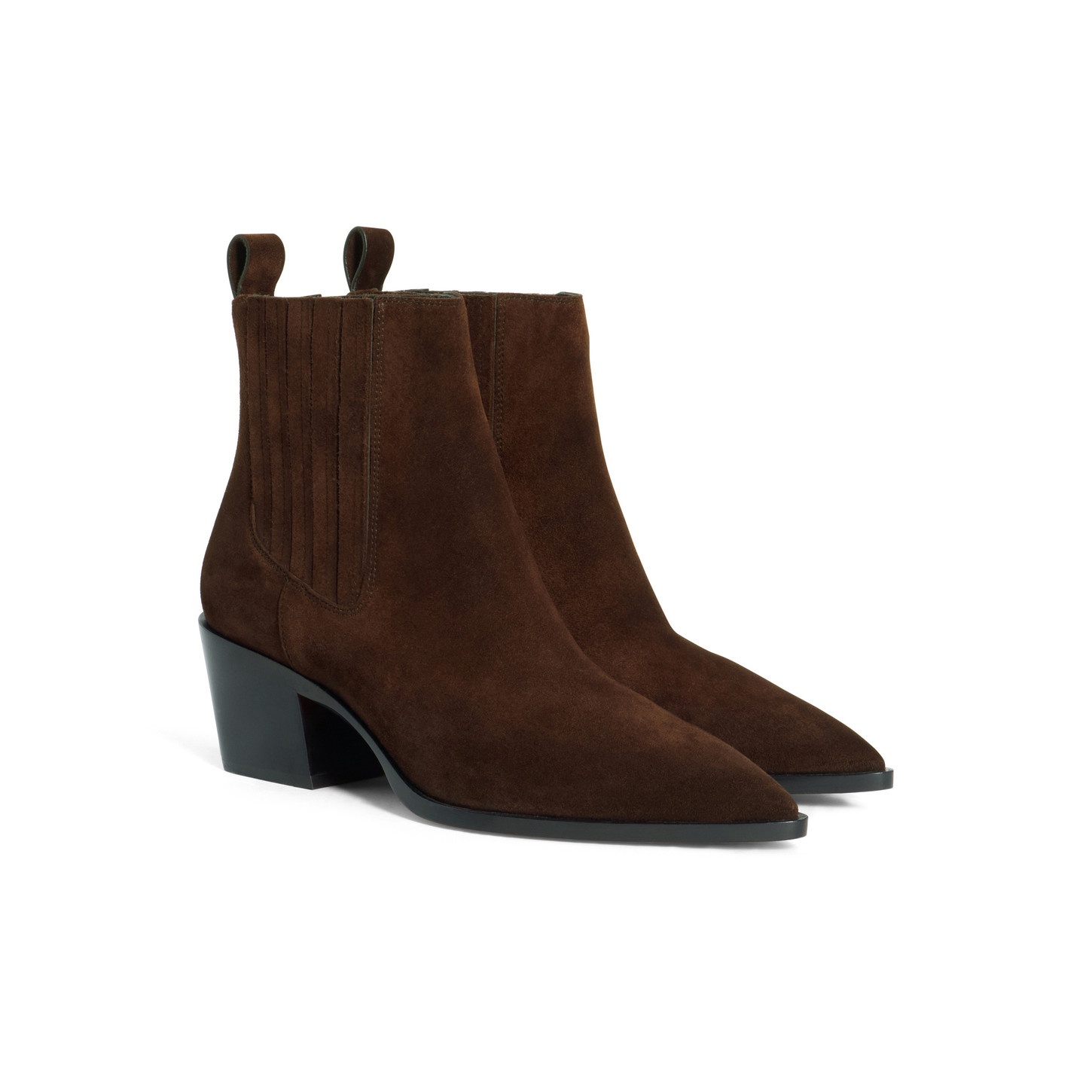 Women's dark brown suede texan ankle boot - 2