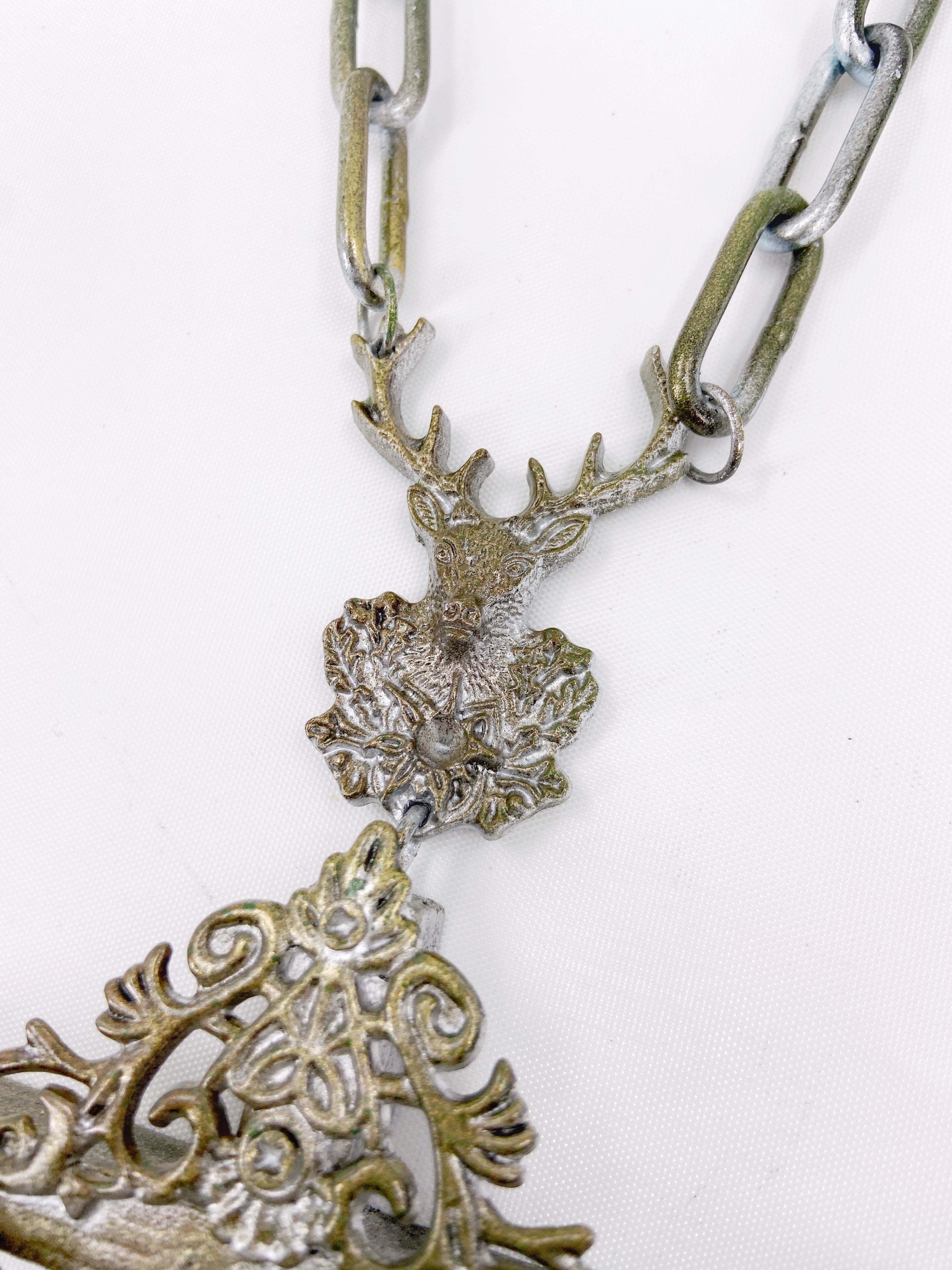 Jean Paul Gaultier 90S Sample 1/1 XXL Silver 5 Crucifix Cross Deer Chain Necklace - 13