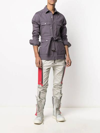 Rick Owens classic-collar belted shirt jacket outlook