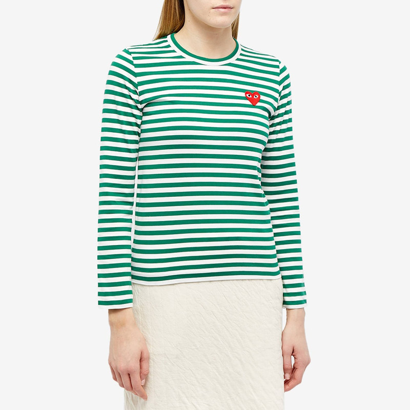 Comme des Garçons PLAY Comme des Garcons Play Women's Long Sleeve Heart Logo Stripe outlook