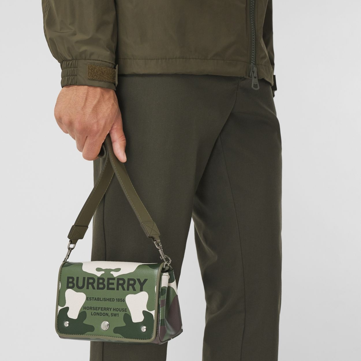 Camouflage Print Cotton Canvas Crossbody Bag - 11