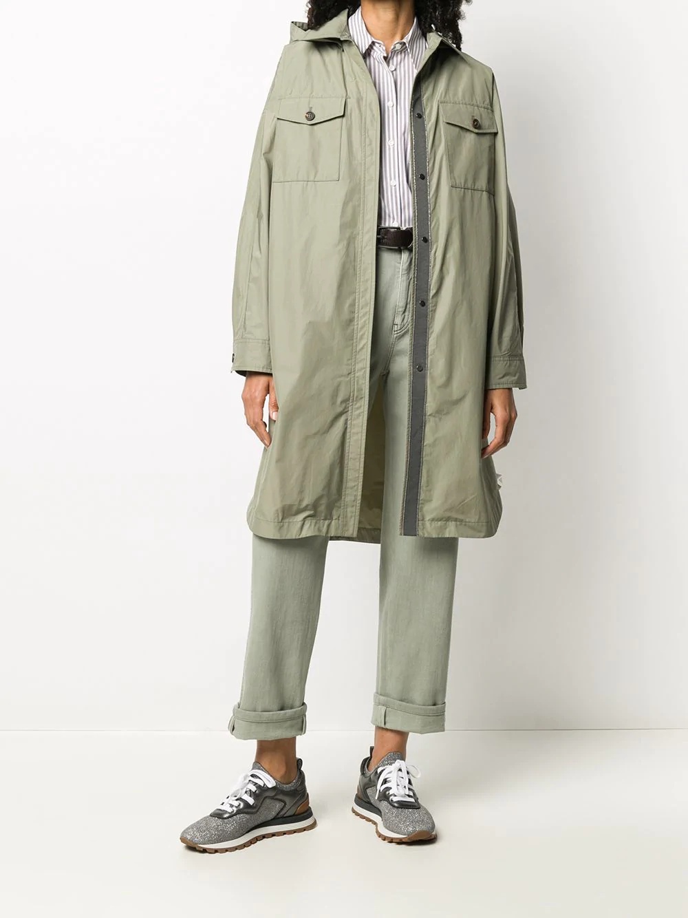 belted parka coat - 2