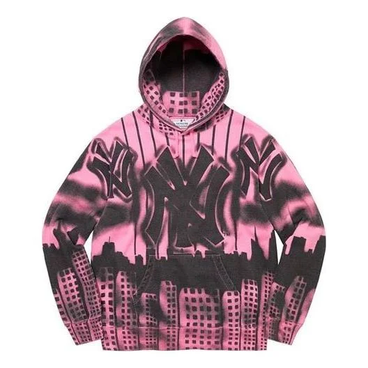 Supreme x New York Yankees 에어 브러시 후드 스웨터 '핑크 블랙'SUP-FW21-153 - 1