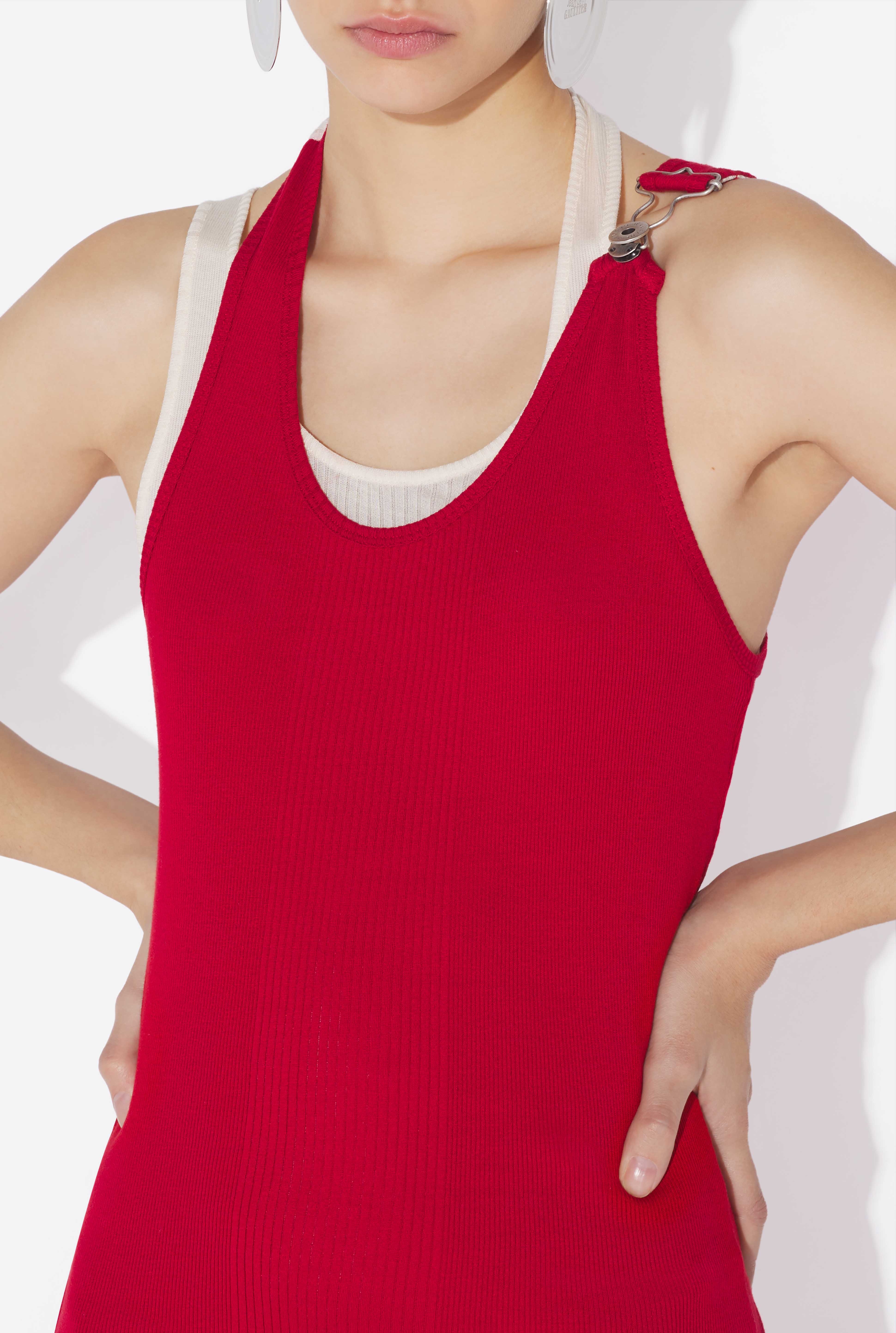 THE RED DRAPED DOUBLE DRESS - 4