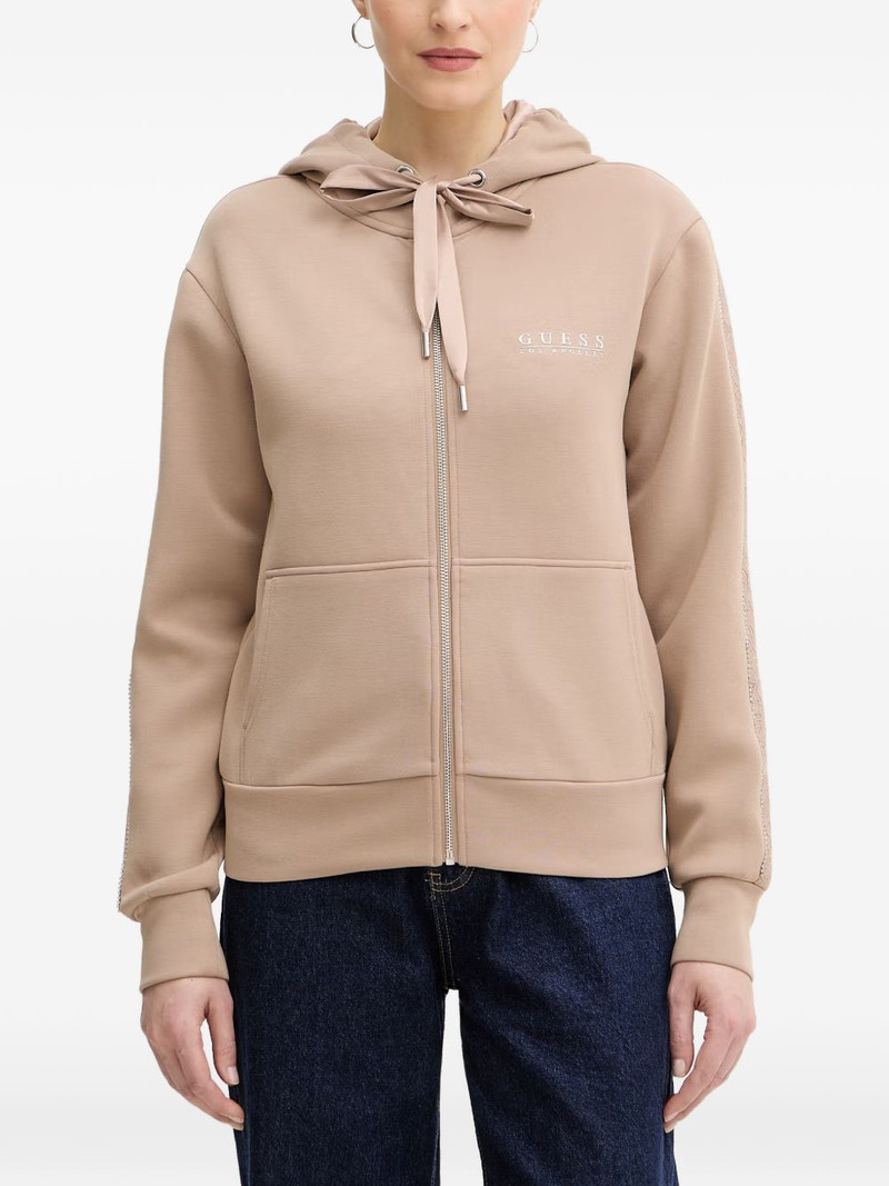 drawstring-detail zip-up hoodie 1