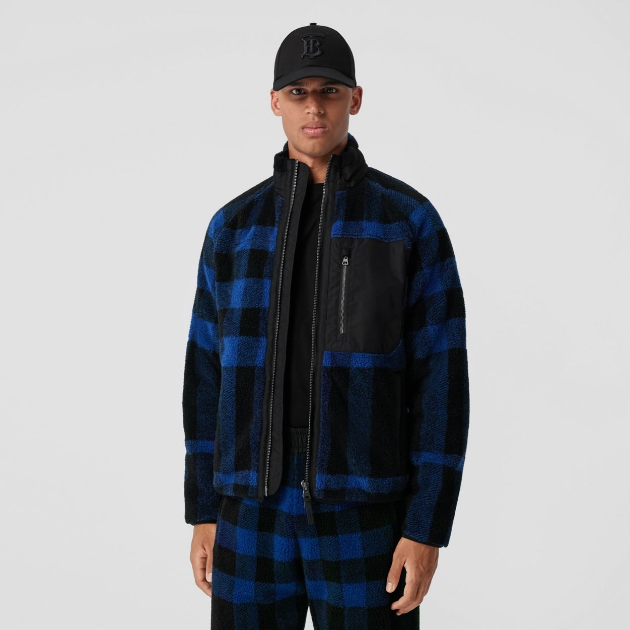 Exploded Check Fleece Funnel Neck Jacket - 6