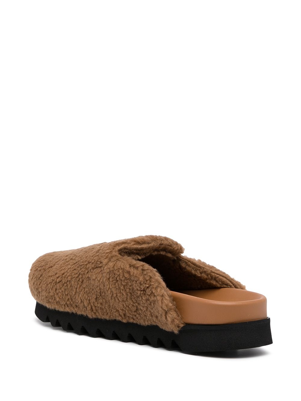 textured-letter shearling mules - 3