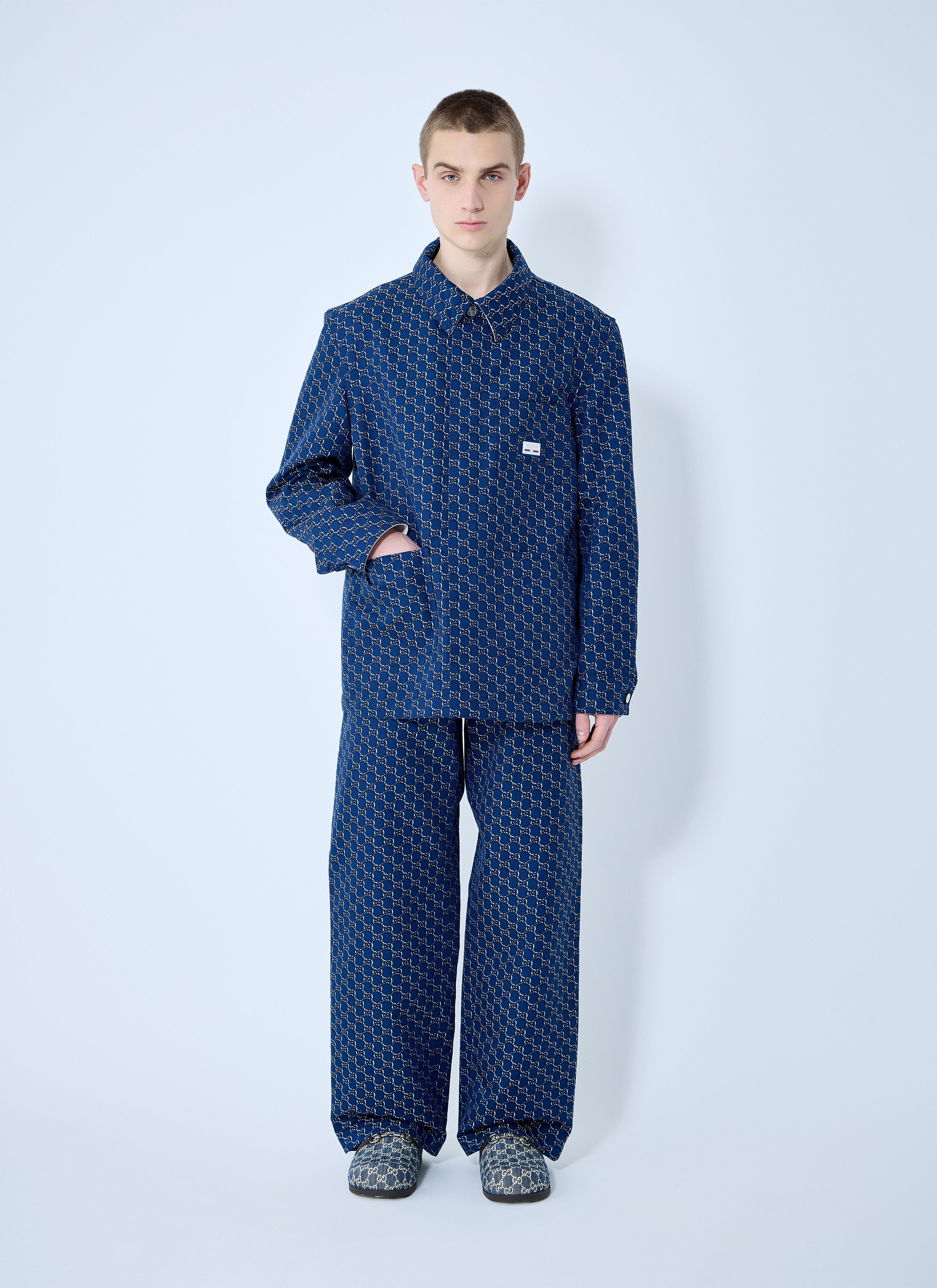 Gucci Men Cotton Jacquard Jacket With Gg Shadow - 2