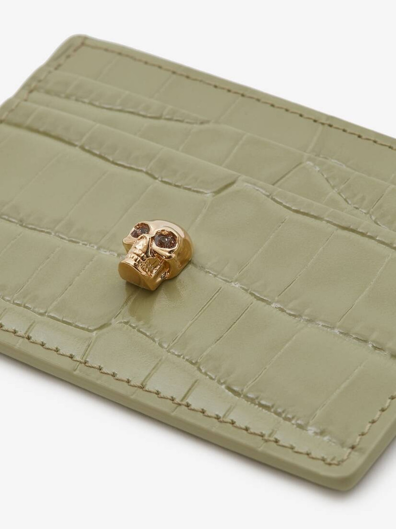 Alexander McQueen Skull Card Holder in Sage outlook