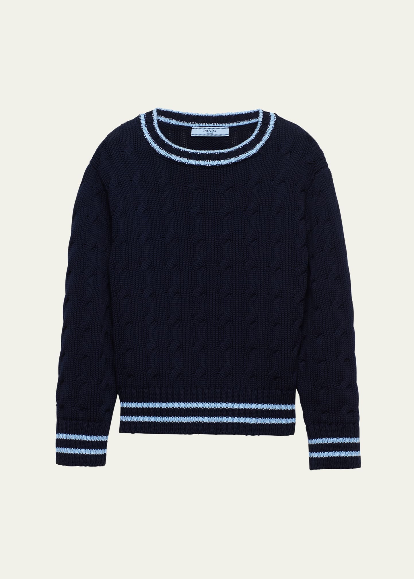 Cropped Cotton Cable-Knit Sweater - 1