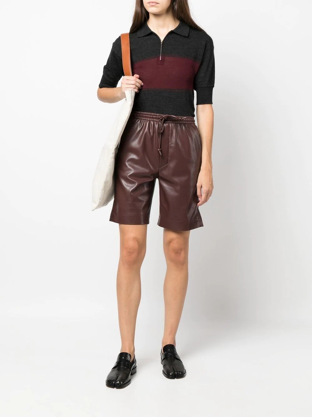 two-tone zip-up polo shirt - 3