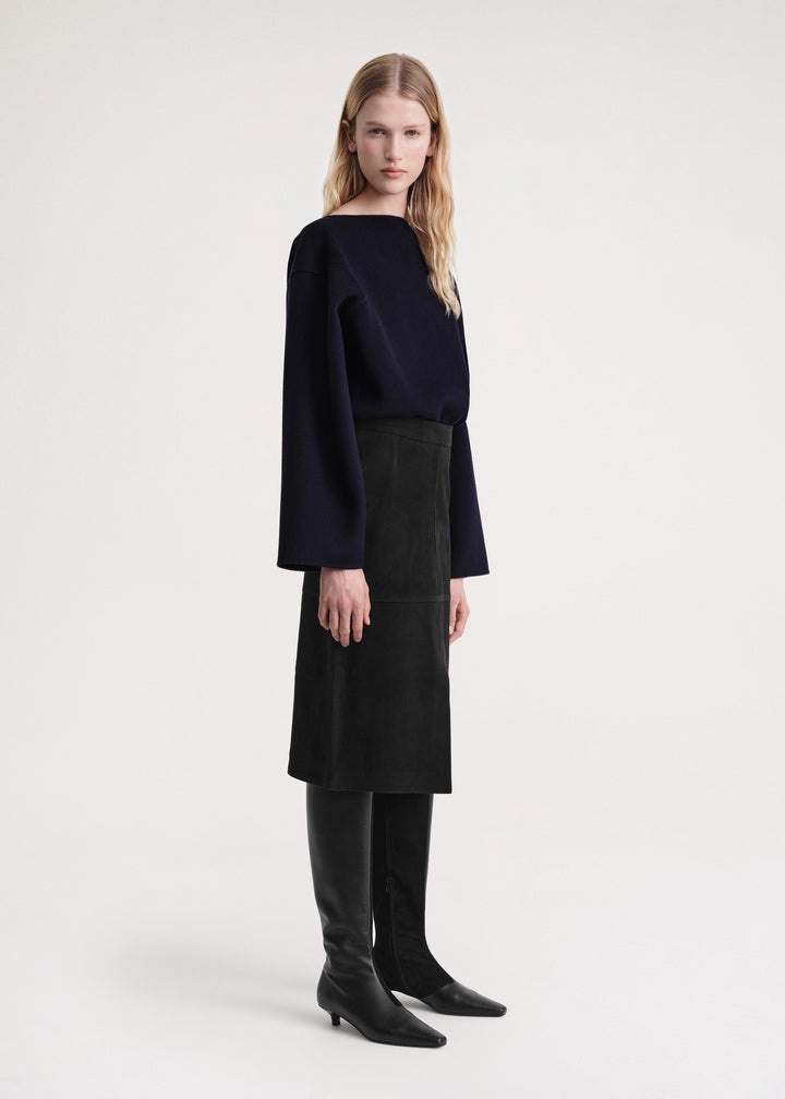 Paneled suede skirt black - 3