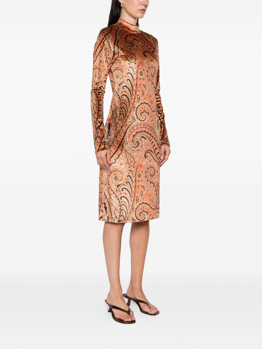 paisley-print mock-neck midi dress - 3
