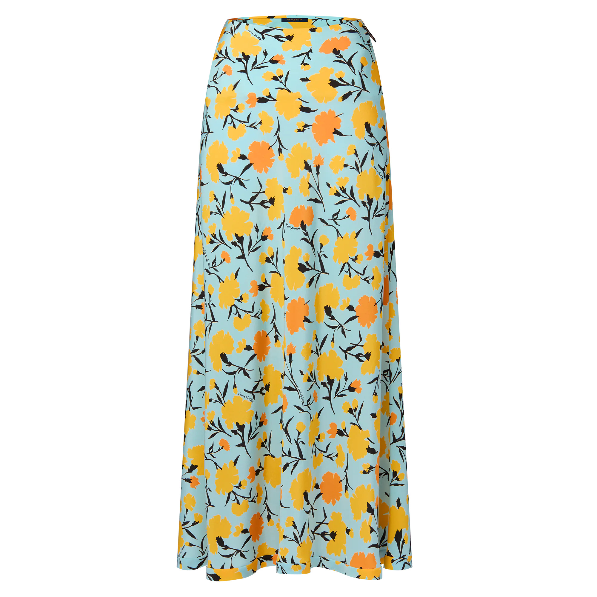 Carnation Print Flared Maxi Skirt - 1