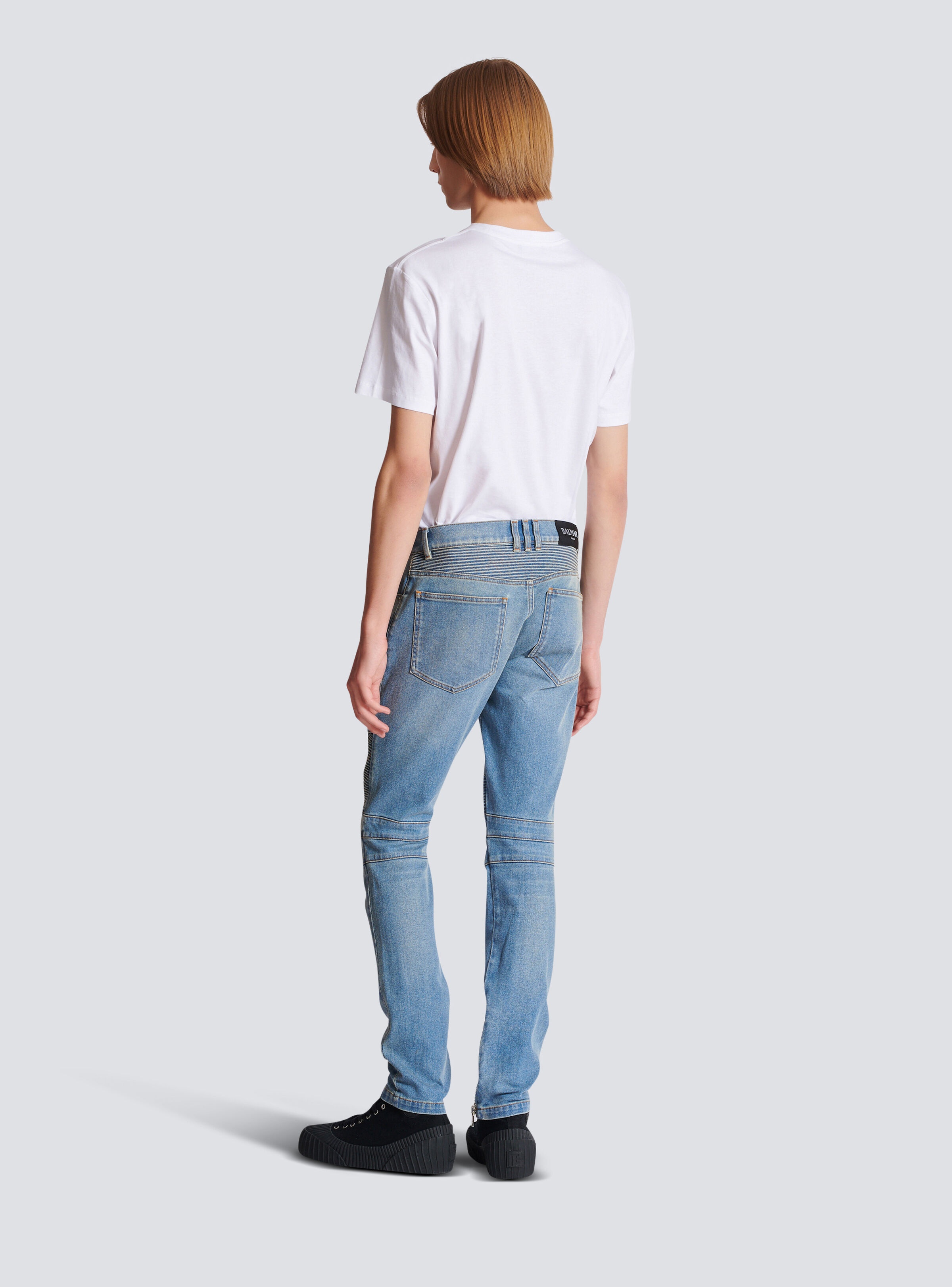 Slim-fit biker trousers in denim - 4