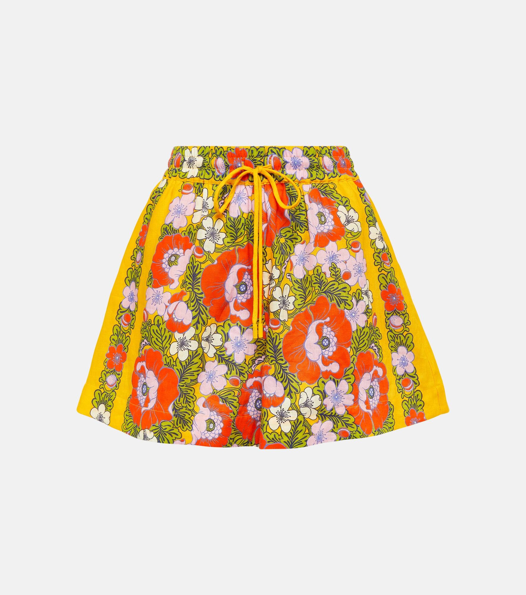 Floral linen shorts - 1