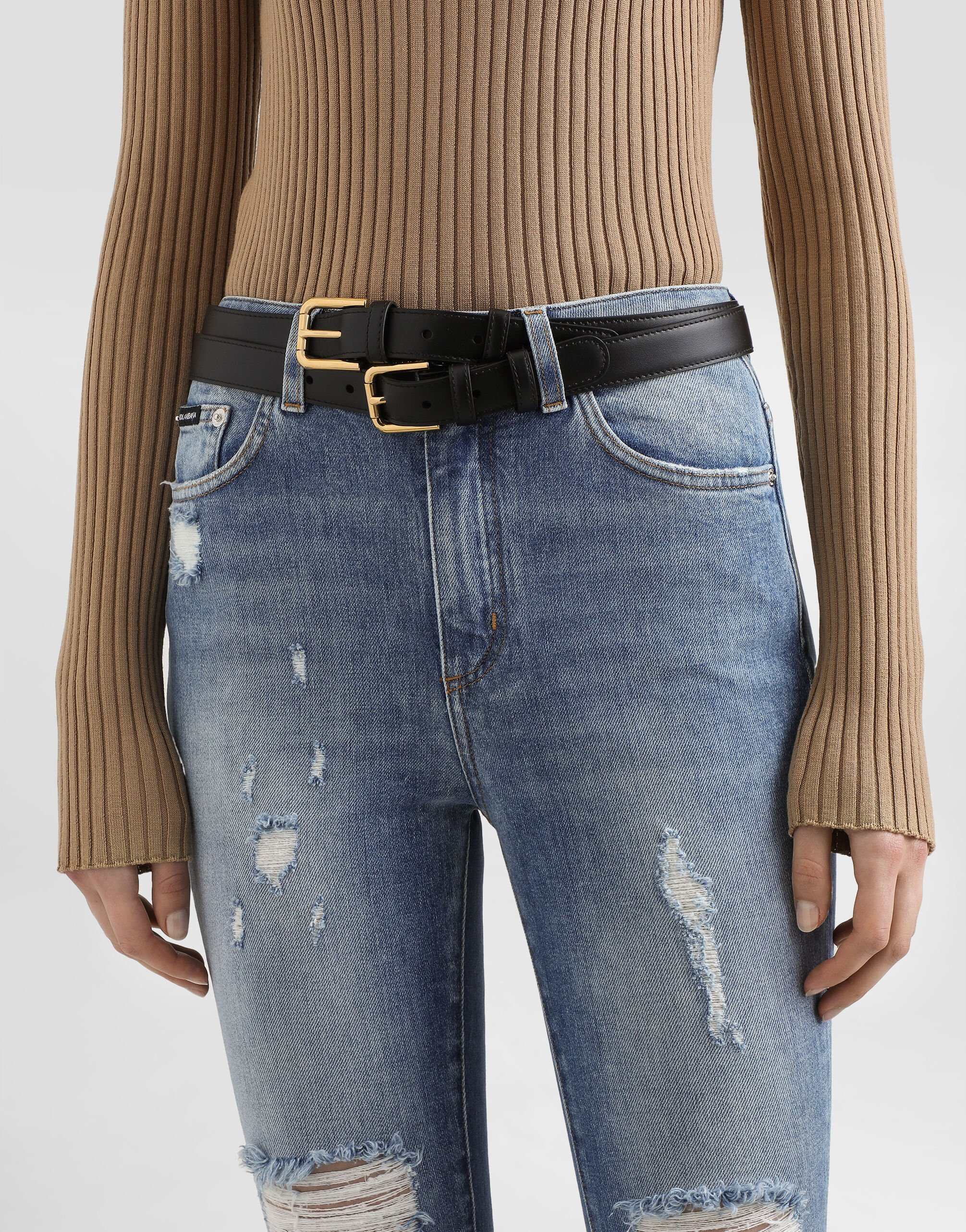 Calfskin double-loop belt - 2
