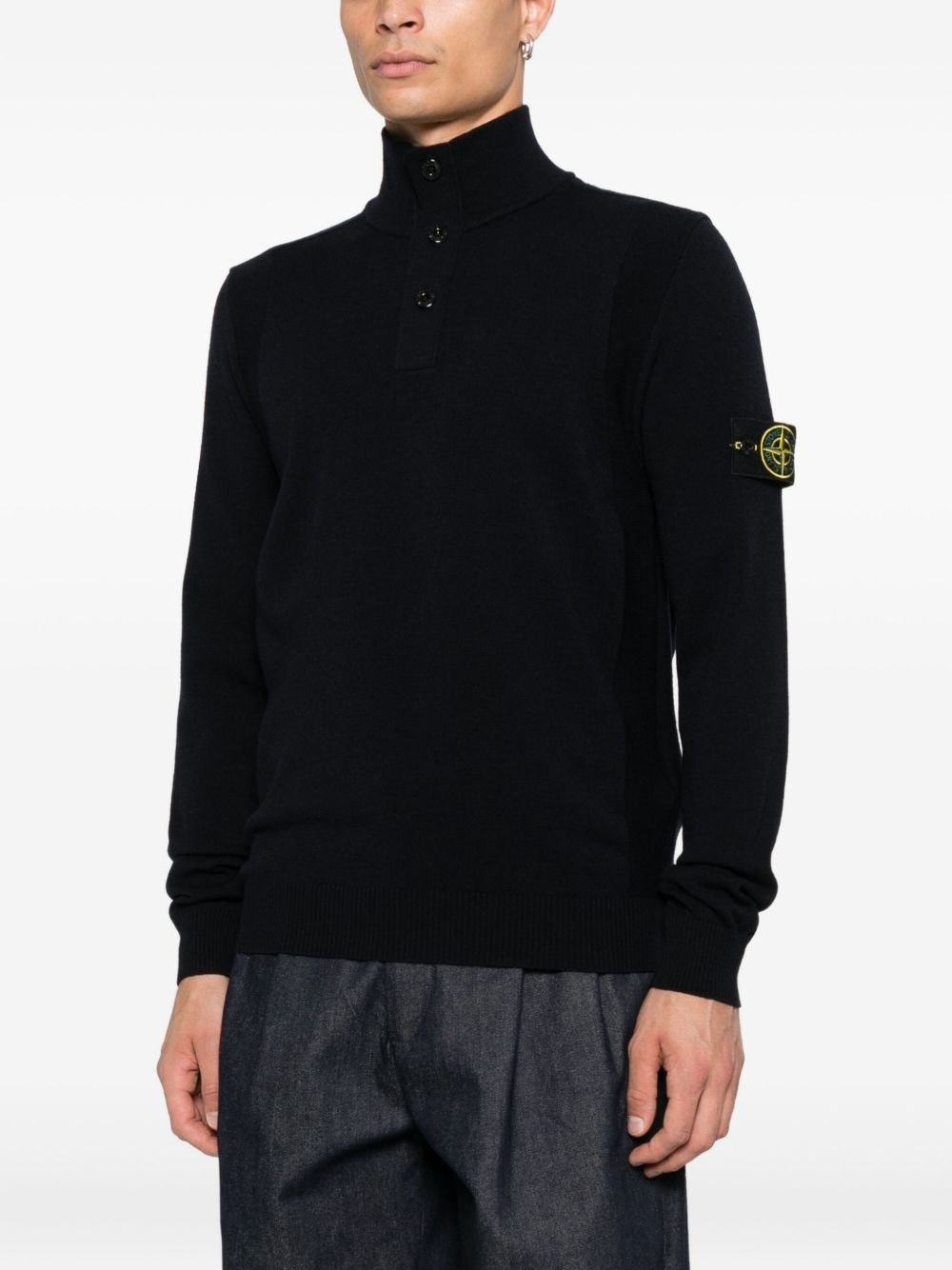 high-neck button sweater - 3
