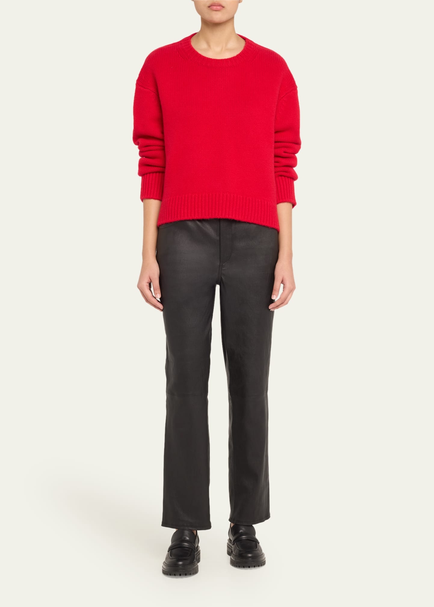 Slim Straight Leather Pants - 2