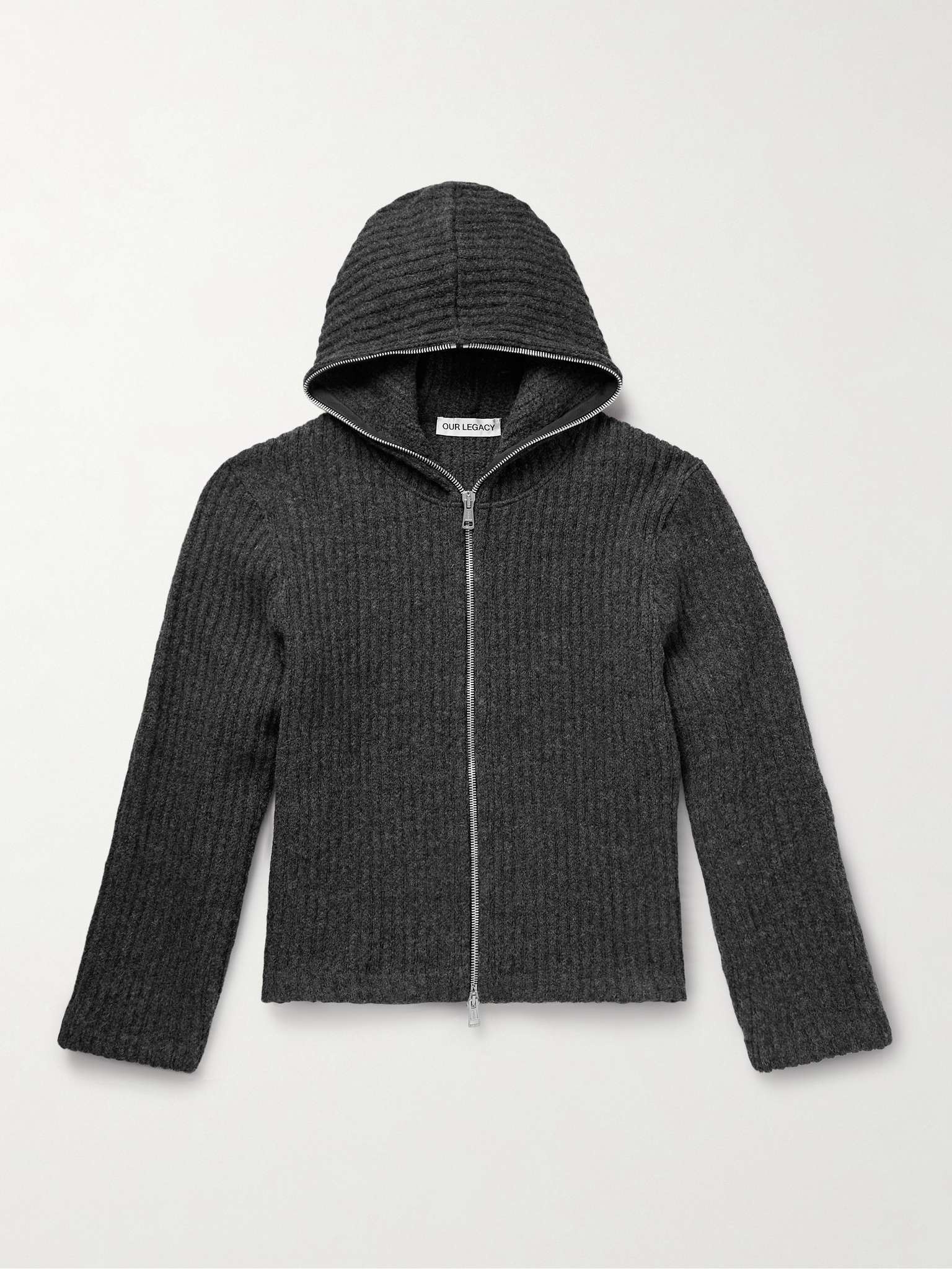 Ribbed Virgin Wool Zip-Up Hoodie - 1