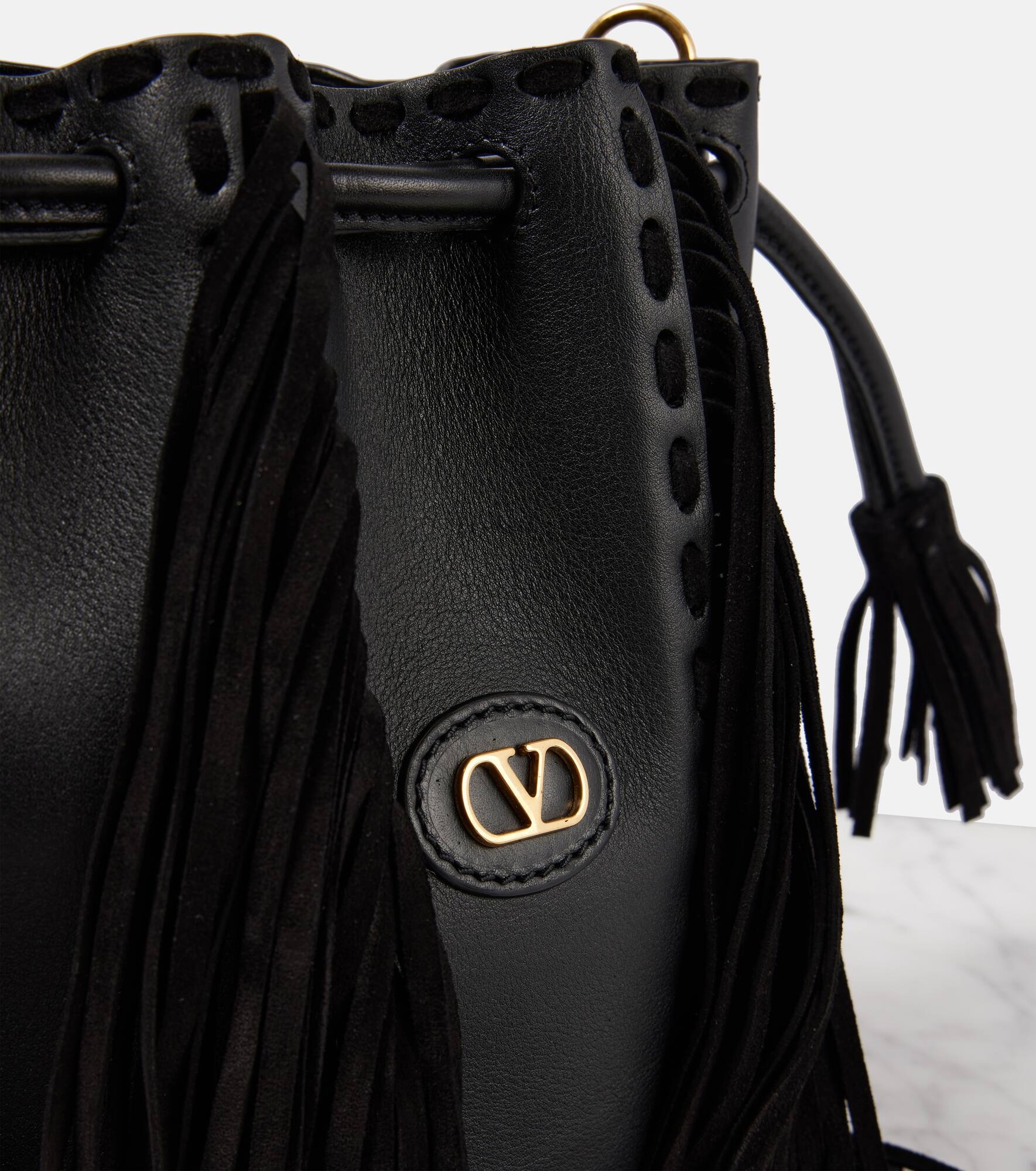 Nellcôte Small fringed leather bucket bag - 6