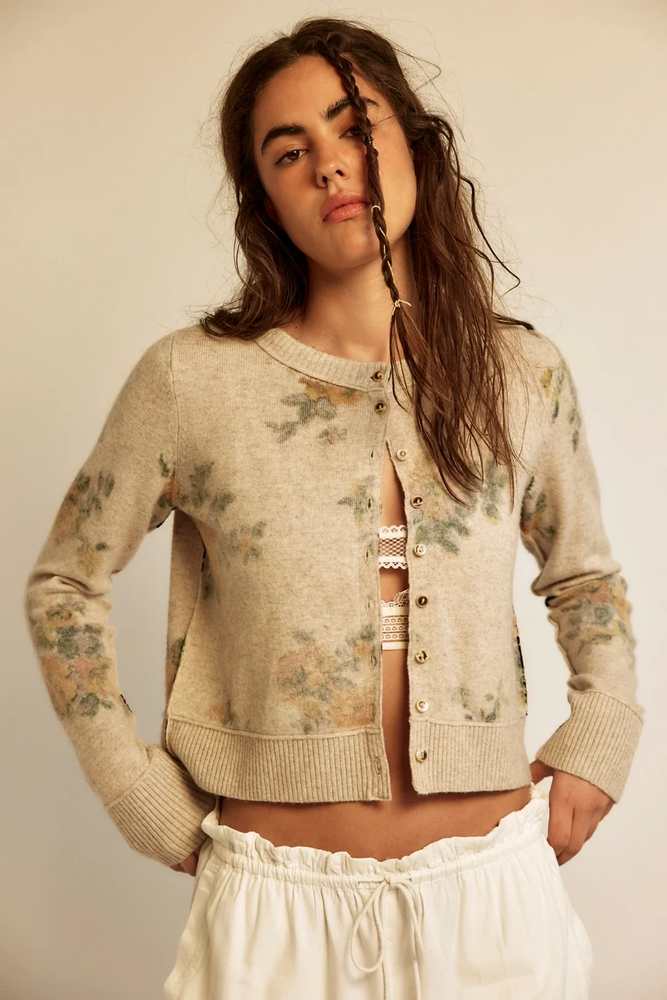 Nocturnal Patterned Cashmere Cardi - 1