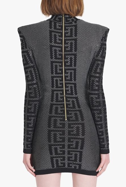 Short dress with black and silver mosaic Balmain monogram - 9