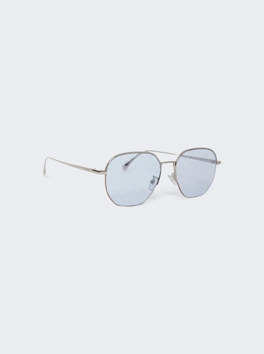 Shiny Palladium With Blu Mirror Sunglasses - 3