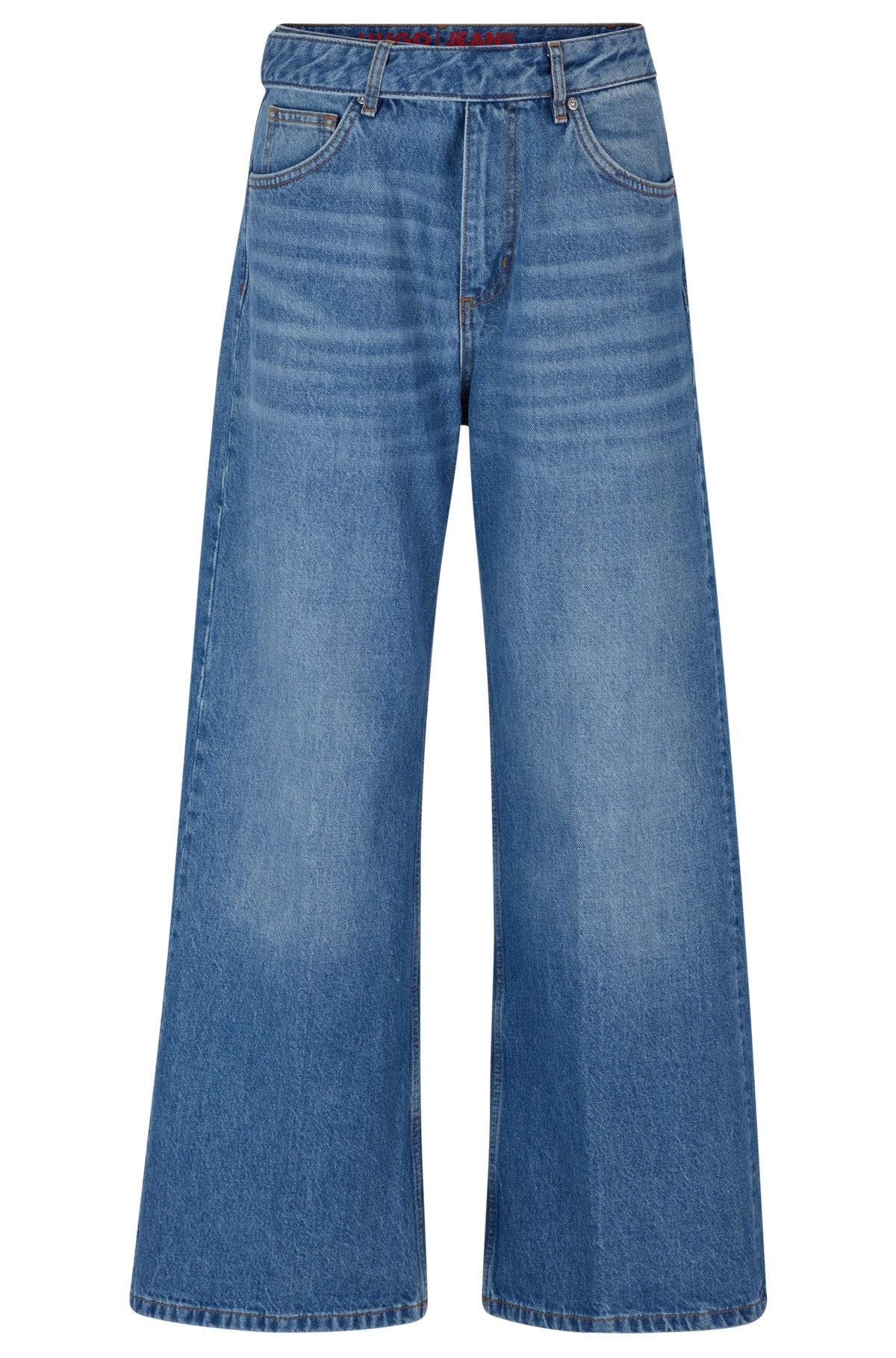 OVERSIZE-FIT WIDE-LEG JEANS IN MID-BLUE DENIM - 1