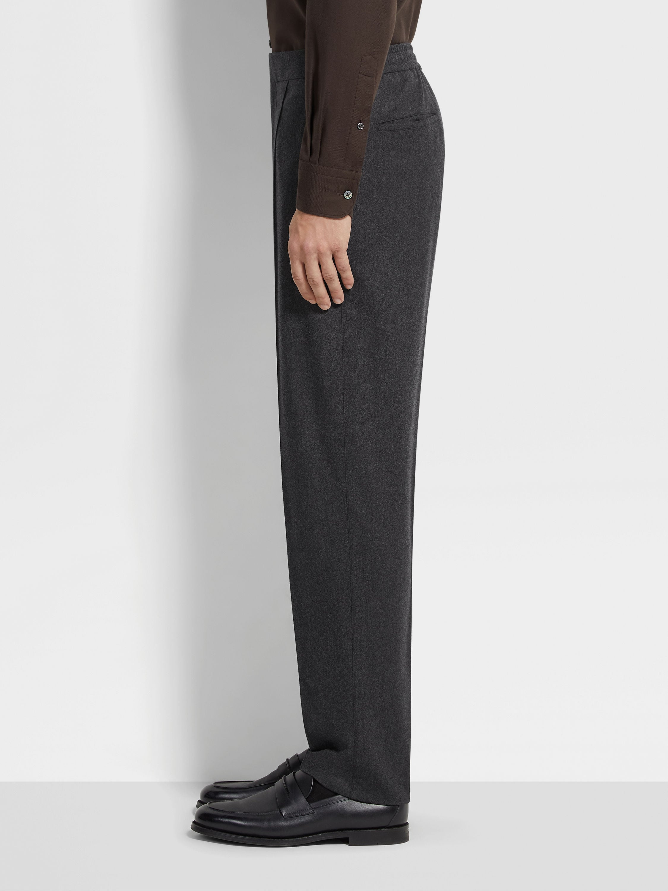 DARK GREY 15MILMIL15 WOOL SILK AND CASHMERE PANTS - 4