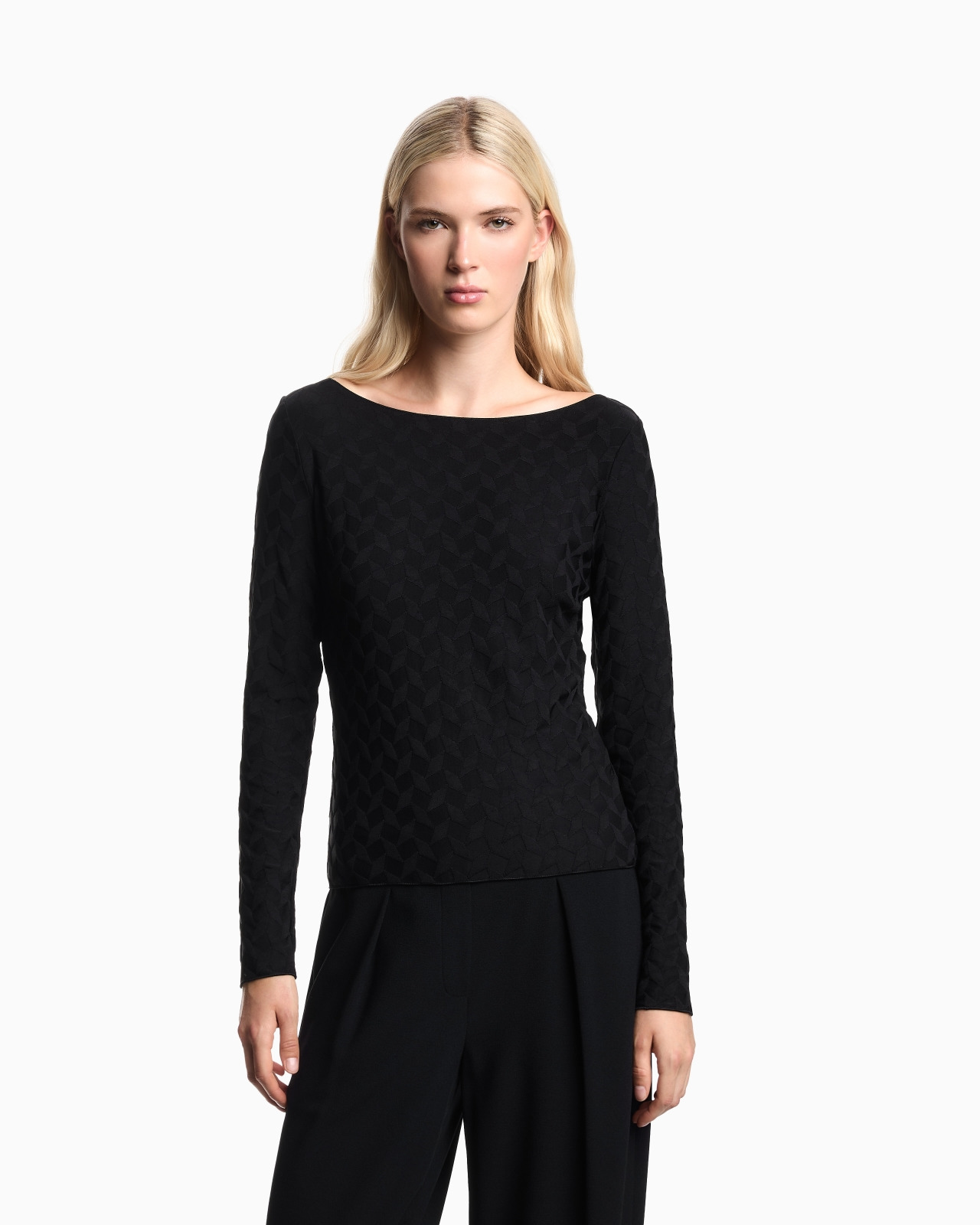 JACQUARD JERSEY JUMPER WITH A GEOMETRIC PATTERN - 4