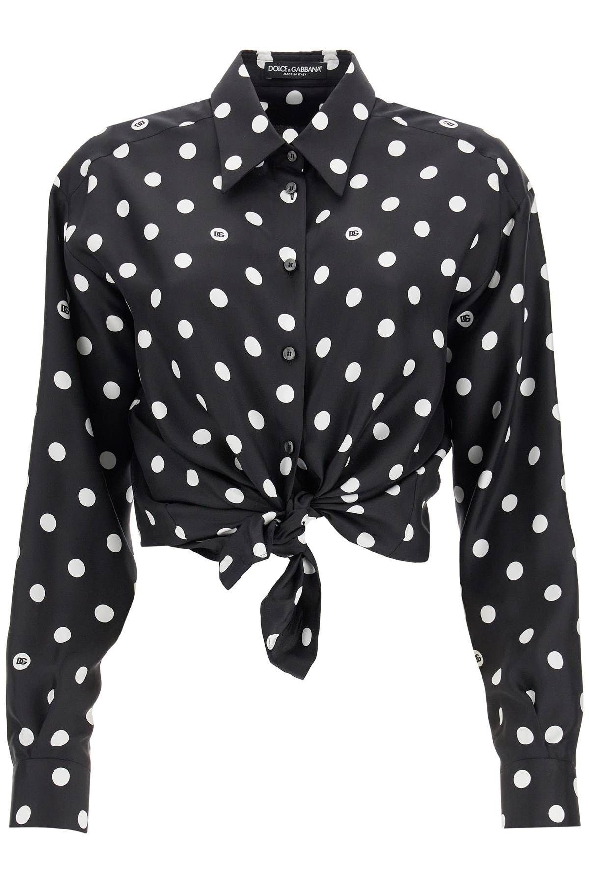 SILK POLKA DOT PRINT BLOUSE - 1