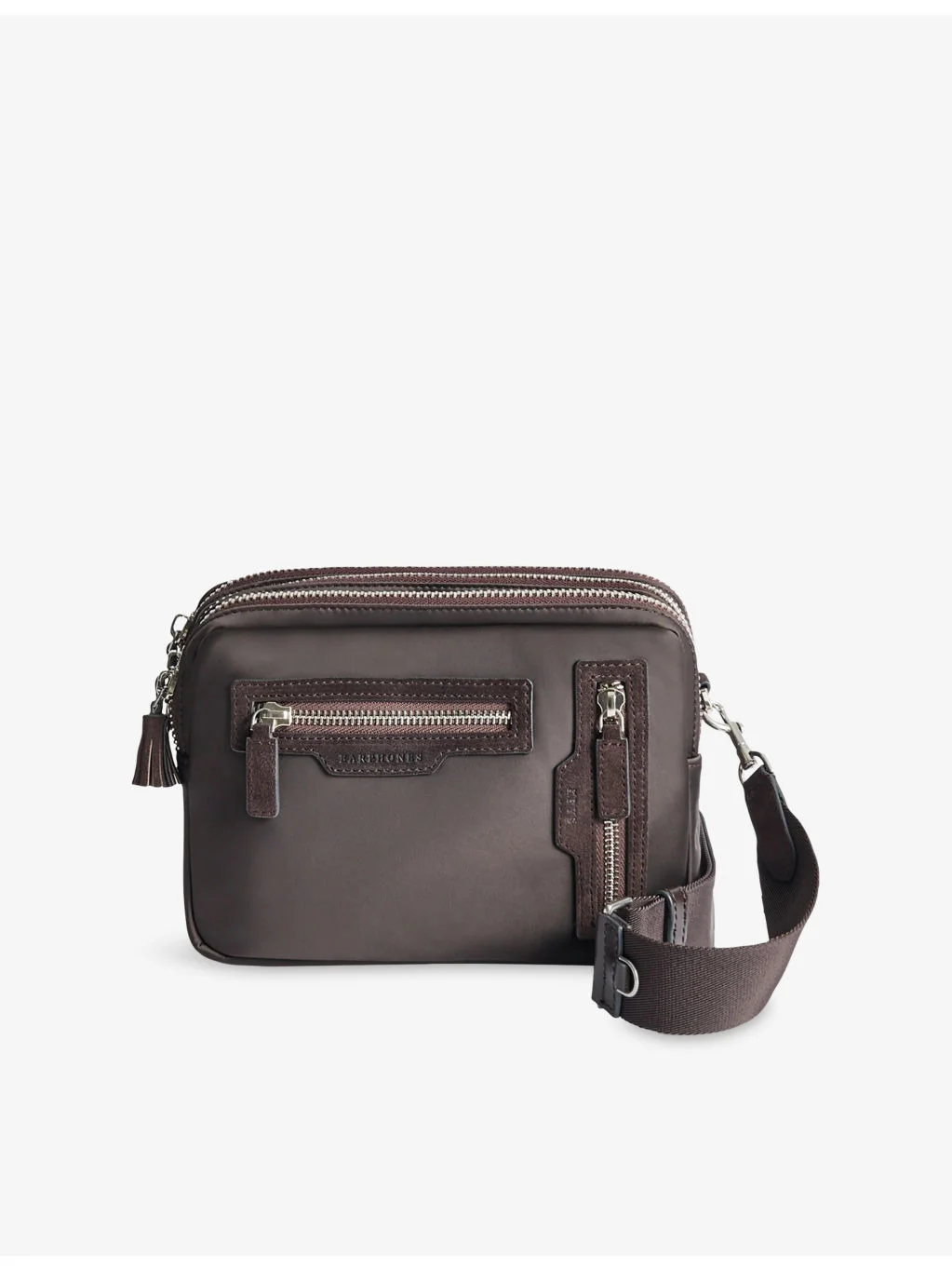 Padded Triple Zip Woven Cross-Body Bag - 1